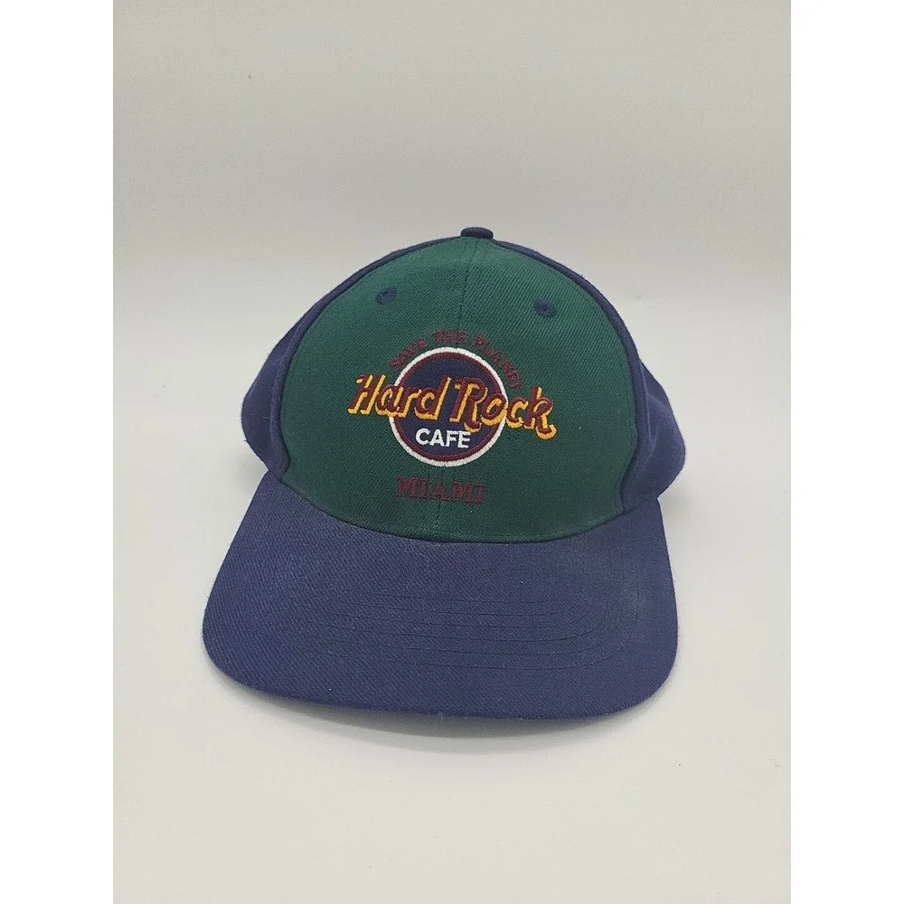 Vintage Hard Rock Cafe Miami Snapback Hat Ball Cap Embroidered Wool Blend